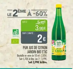 Match Jardin Bio Etic Pur jus de citron offre