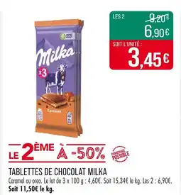 Match Milka Tablettes de chocolat offre