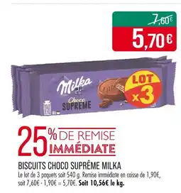 Match Milka Biscuits Choco Suprême offre