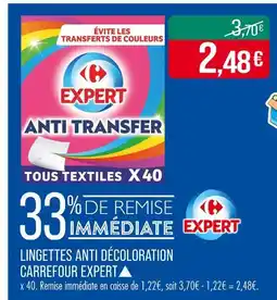 Match Carrefour Expert Lingettes anti décoloration ▲ offre