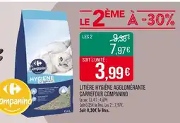 Match CARREFOUR COMPANINO Litière hygiène agglomérante offre
