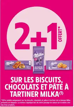 Intermarché MILKA 2+1 offert SUR LES BISCUITS, CHOCOLATS ET PÂTE À TARTINER MILKA offre