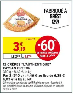 Intermarché Paysan Breton 12 Crêpes L'Authentique offre