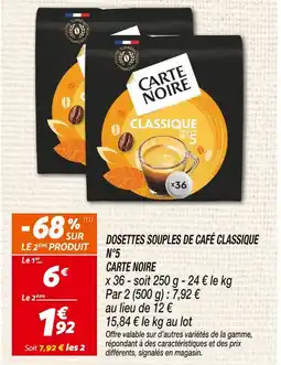 Netto Carte Noire Dosettes souples de café classique N°5 offre