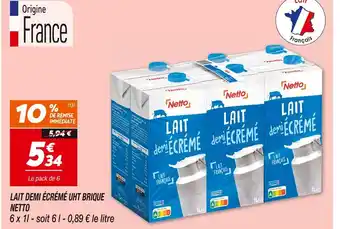 Netto Netto Lait demi-écrémé UHT Brique offre