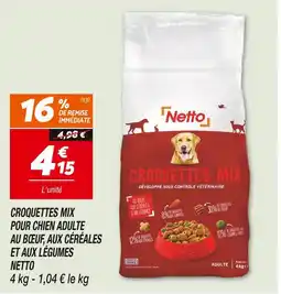 Netto Netto Croquettes mix pour chien adulte au bœuf, aux céréales et aux légumes offre