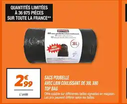 Netto TOP BAG Sacs poubelle avec lien coulissant de 30L x80 offre