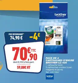 Bureau Vallée Brother Pack de 4 cartouches d’encre LC-426 offre