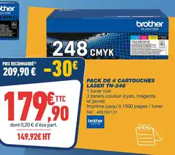 Bureau Vallée Brother Pack de 4 cartouches laser TN-248 offre