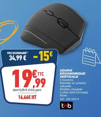 Bureau Vallée T'nB Souris ergonomique verticale offre