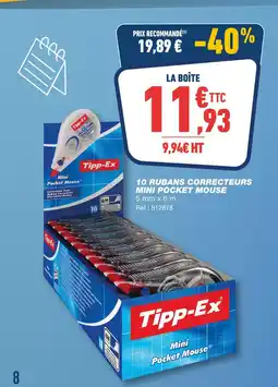 Bureau Vallée Tipp-Ex 10 rubans correcteurs mini pocket mouse offre
