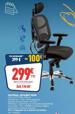 Bureau Vallée Fauteuil Tecknet noir offre