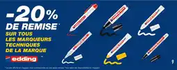 Bureau Vallée Edding -20% de remise sur tous les marqueurs techniques de la marque edding offre