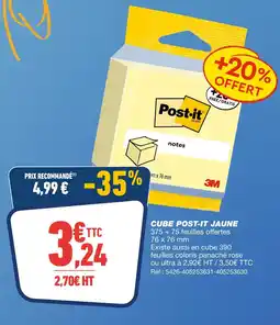 Bureau Vallée Post-it Cube Post-it jaune offre