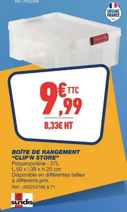 Bureau Vallée Sundis Boîte de rangement Clip’n Store offre
