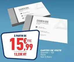 Bureau Vallée Cartes de visite offre