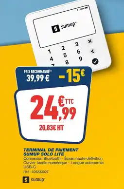 Bureau Vallée SumUp Terminal de paiement SumUp Solo Lite offre