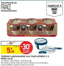 Intermarché Terrine campagnarde aux fines herbes x3 mère lalie offre
