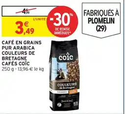 Intermarché Café en grains pur arabica couleurs de bretagne cafés coïc offre