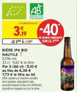 Intermarché Bière ipa bio nautile offre