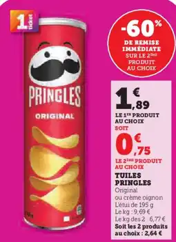 Super U Tuiles pringles offre