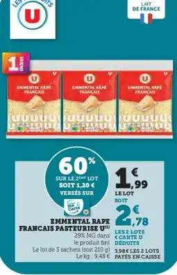 Super U Emmental rape francais pasteurise u offre
