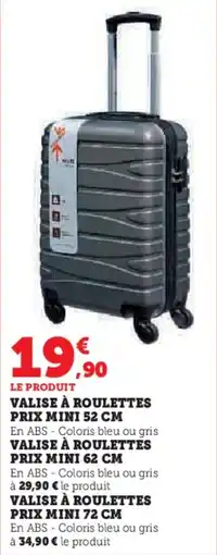 Super U Valise à roulettes prix mini offre