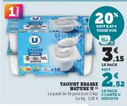 Super U Yaourt brasse nature u offre