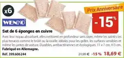 Mathon Wenko - set de 6 éponges en cuivre offre