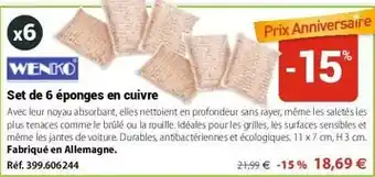 Mathon Wenko - set de 6 éponges en cuivre offre