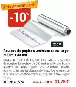 Mathon Durable - rouleau de papier aluminium extra-large 200 m x 44 cm offre