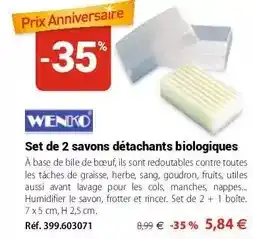 Mathon Wenko - set de 2 savons détachants biologiques offre