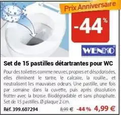 Mathon Wenko - set de 15 pastilles détartantes pour wc offre