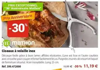 Mathon Mathon - ciseaux à volaille inox offre