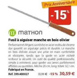 Mathon Durable - fusil à aiguiser manche en bois olivier offre