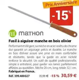 Mathon Durable - fusil à aiguiser manche en bois olivier offre