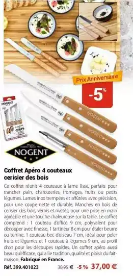 Mathon Nogent - coffret apéro 4 couteaux cerisier des bois offre