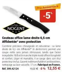 Mathon Nogent - couteau office lame droite 6,5 cm affidentée avec protection offre