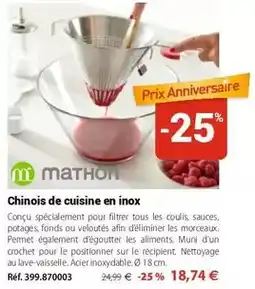 Mathon Tous - chinois de cuisine en inox offre