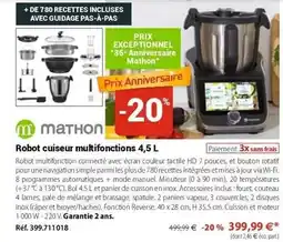 Mathon Mathon - robot cuiseur multifonctions 4,5 l offre