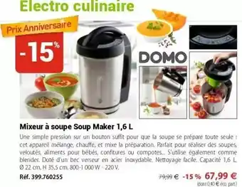 Mathon Doméos - mixeur à soupe soupe maker 1.6 l offre