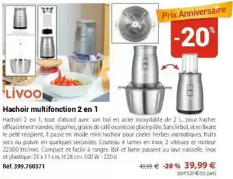 Mathon Livoo - hachoir multifonction 2 en 1 offre