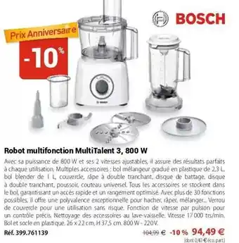 Mathon Bosch - robot multifonction multi talent 3, 800 w offre