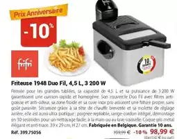 Mathon Friteuse de duo fil, 4,5l,3 200 w offre
