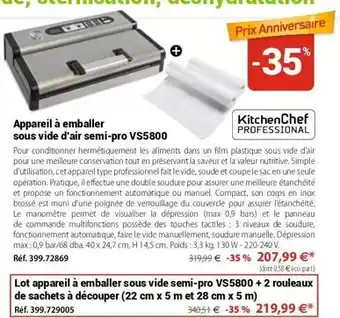 Mathon Kitchenchef - appareil à emballer sous vide d'air semi-pro vs5800 offre