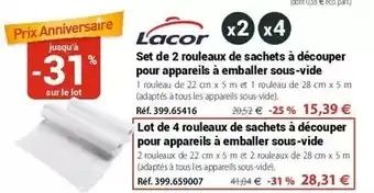 Mathon Tous - set de 2 rouleaux de sachets à découper pour appareils à emballer sous-vide offre