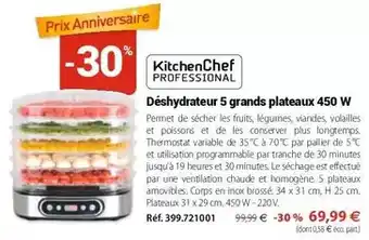 Mathon Kitchenchef - déshydrateur 5 grands plateaux 450 w offre