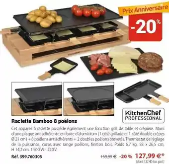Mathon Kitchenchef - raclette bamboo 8 poêlons offre
