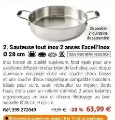 Mathon Tous - sauteuse tout inox 2 anses excell'inox offre