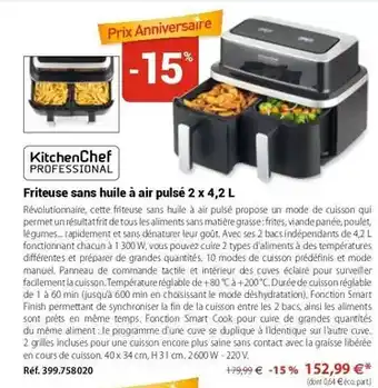 Mathon Kitchenchef - friteuse sans huile a air pulsé 2 x 4,2 l offre